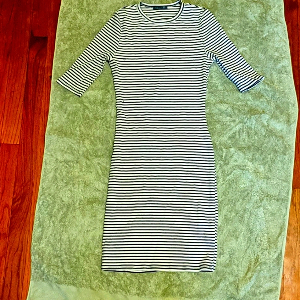 Black and White Striped Body Con Dress